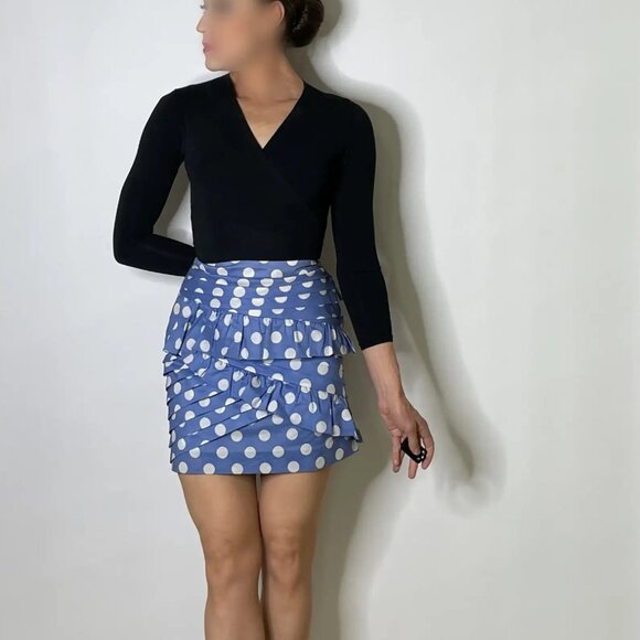 Leifsdottir Anthropologie Polka Dot Ruffle Pencil Skirt - Picture 9 of 9